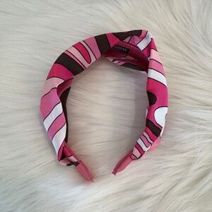 Vibrant Pink, Brown & White Scarf Hairband